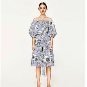 Zara midi off shoulder romantic tunic dress. Large